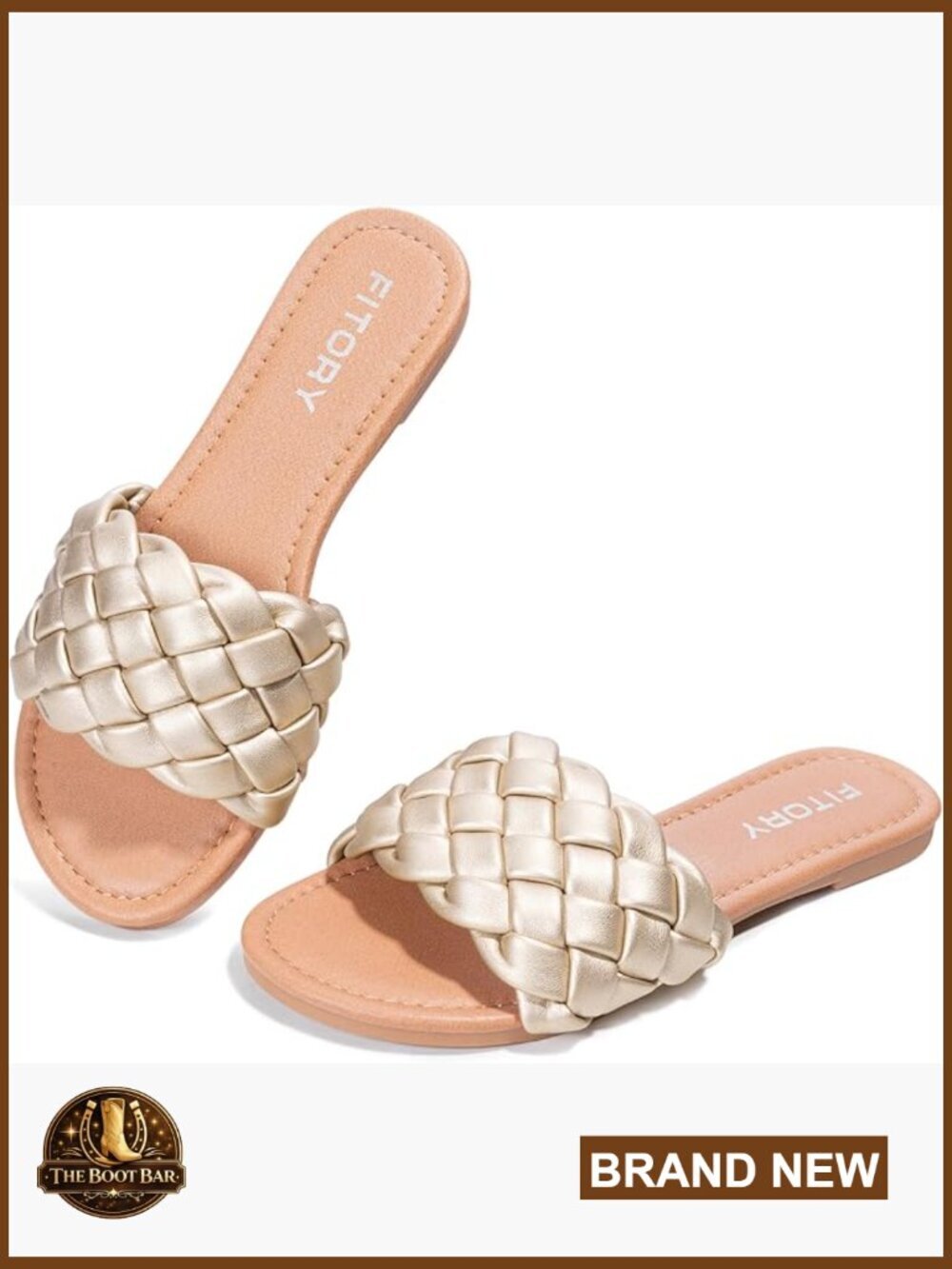 Womens Flat Sandals Round Open Toe Slip On Slides with Braided Strap Slippers